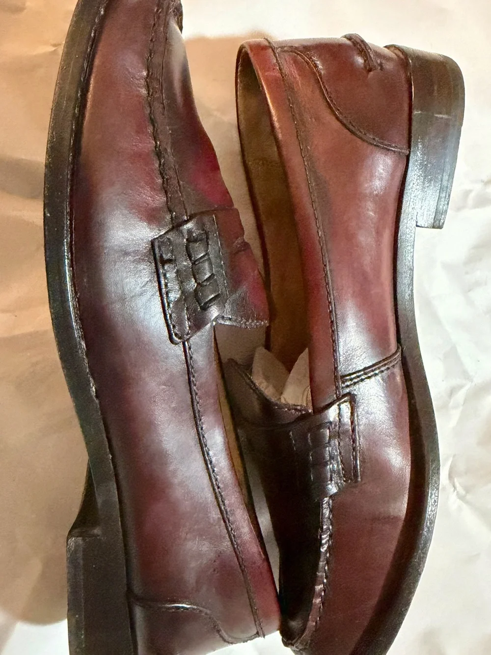 Frye Men's Burgundy Leather Penny Loafers